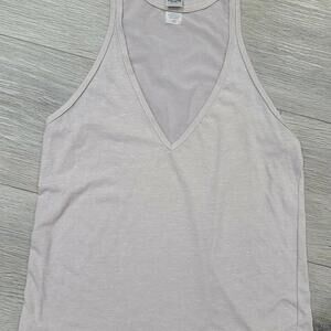Victoria Sport Tank Top Small Taupe Mesh V Neck High Neck